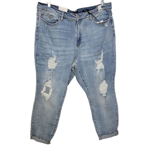 Judy Blue Light Blue Distressed Skinny Jeans - Picture 9 of 10